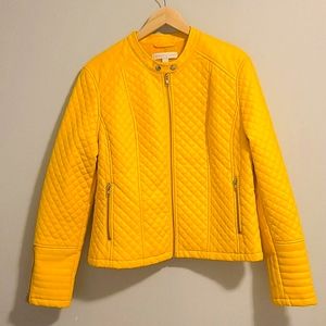Faux Leather Yellow Biker Jacket